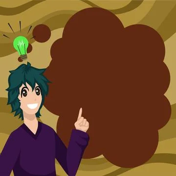 Boy Thinking Important Messages And Presenting Them. Man Reasoning Crutial Stock Illustration