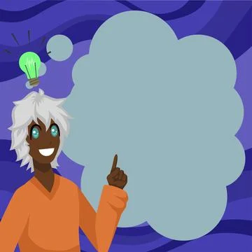 Boy Thinking Important Messages And Presenting Them. Man Reasoning Crutial Illustrazione stock