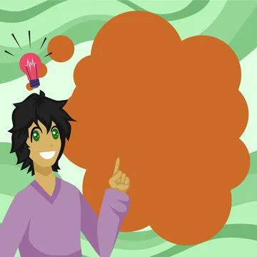 Boy Thinking Important Messages And Presenting Them. Man Reasoning Crutial Stock Illustration