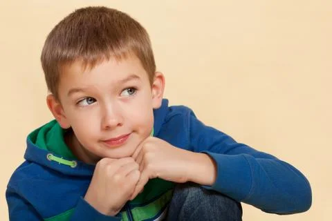Boy thinking isolated. Stock Photos