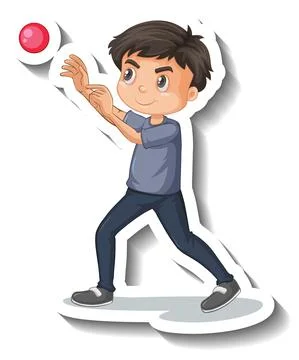 Boy throwing ball on white background Ilustración de archivo