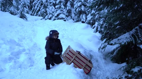 Boy throwing the sled. Stock Footage 151566940