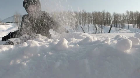 Boy throwing snow Stock Footage 237478889