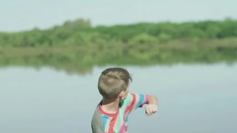 Boy throwing stones Stock Footage 75179830