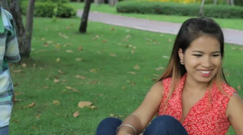 Boy Throws Ball To Mom At The Park 스톡 동영상 12264949