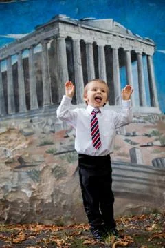 Boy with a tie, posing Stock Photos