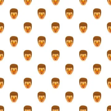 Boy with tiger face paint pattern repeating seamlessly Stock Illustration
