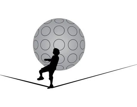 Boy on tightrope Stock Illustration