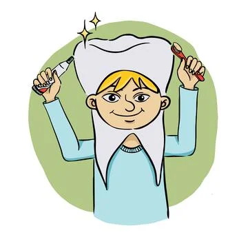 A boy in a tooth suit with a brush Stock Illustration