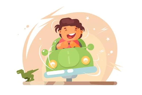 Boy in toy car Stock Illustration