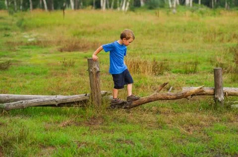 Boy training balance Stock Photos