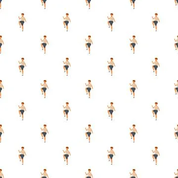Boy training high knees exercise seamless pattern 스톡 일러스트