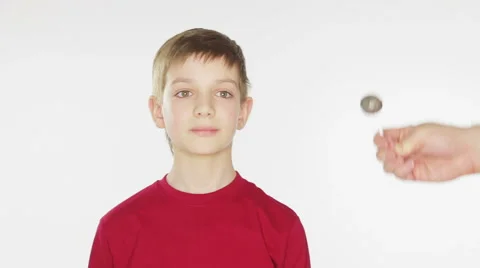 Boy trefusing taking lollypop from stranger Stock Footage 48891113