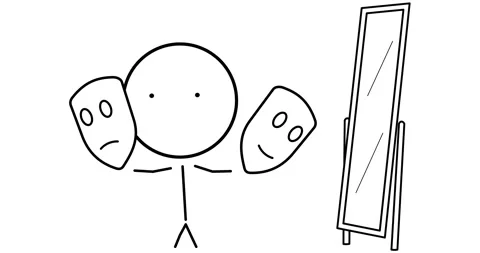 Boy trying on acting masks Stock Footage 301720677