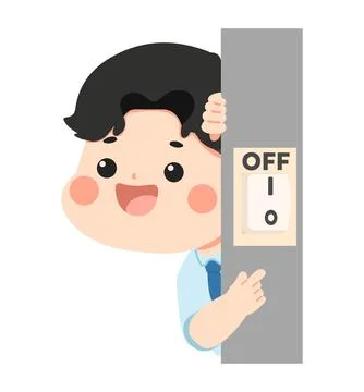Boy Turning Off Light Switch Stock Illustration