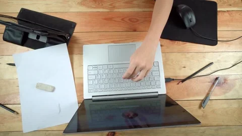 Boy is typing on the computer. Stock-Footage 155565297