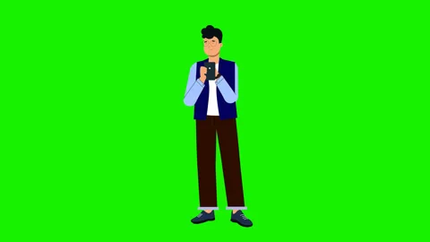 Boy Typing on Smartphone | Green Screen Background | 4K Footage Stock Footage 310252281