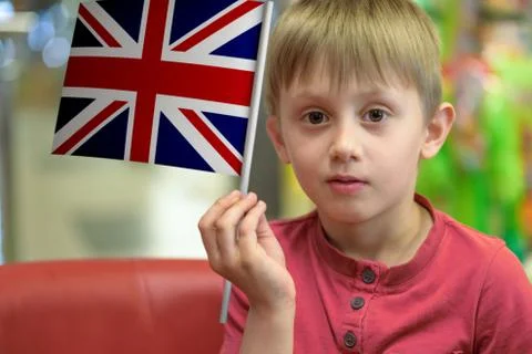 Boy with the UK flag Foto stock