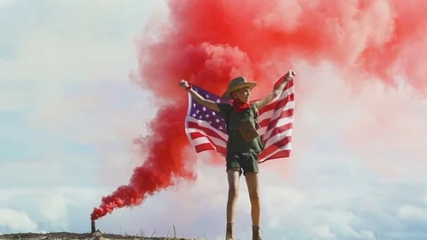 Boy With United State Flag Video stock 78674440