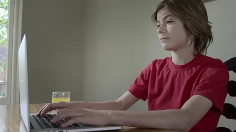 Boy uses Laptop computer. Stock Footage 63018195