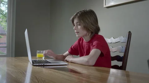 Boy uses Laptop computer. Stock Footage 63030212