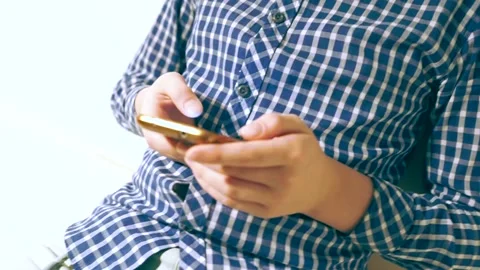 Boy Using Cellphone Stock Footage 116186425