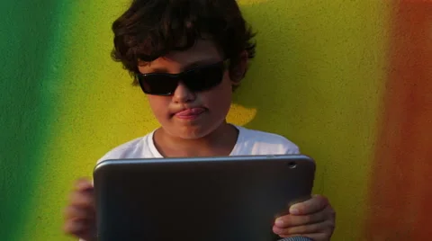 Boy using digital tablet 4 Stock Footage 40051522