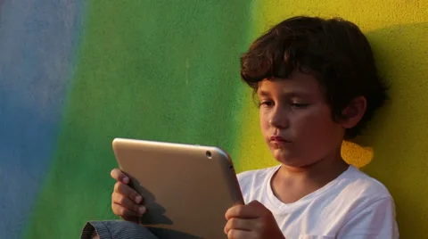 Boy using digital tablet 5 Stock Footage 40051630