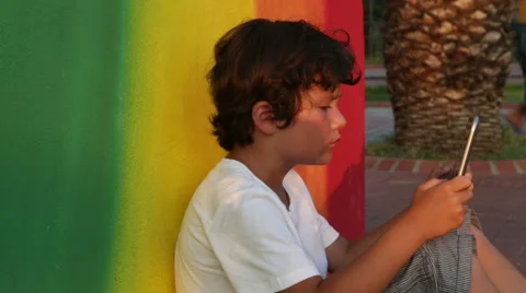 Boy using digital tablet 6 Stock Footage 40051706