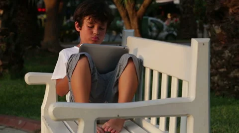Boy using digital tablet Video stock 40031178