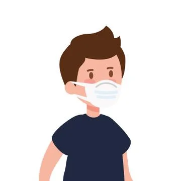 Boy using face mask isolated icon Ilustración de archivo