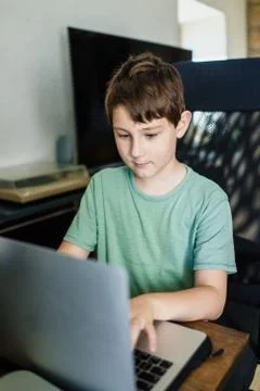 Boy using laptop Stock Photos