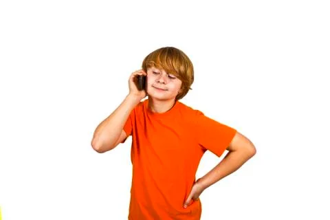 Boy is using the mobile Stock Photos