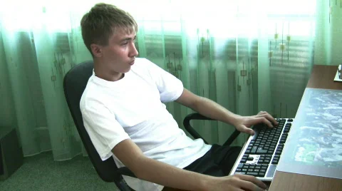 Boy using PC Video stock 185117