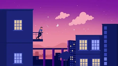 Boy Using Phone Urban Evening Lights Animation Vídeos de archivo 333166611