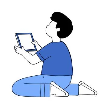 Boy using tablet Stock Illustration
