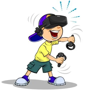 Boy using virtual reality glasses. Stock Illustration