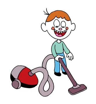 Boy with a vacuum cleaner Stock Illustration