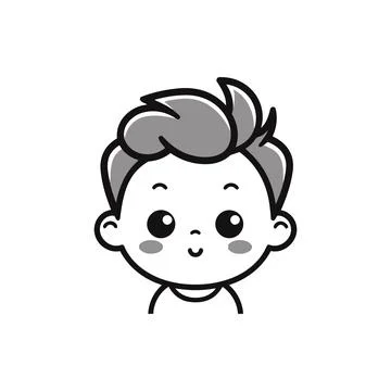 Boy vector. Toddler face linear silhouette Stock Illustration