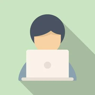 Boy video edit icon flat . Media man Stock Illustration