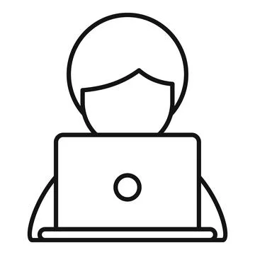 Boy video edit icon outline . Media man Stock Illustration