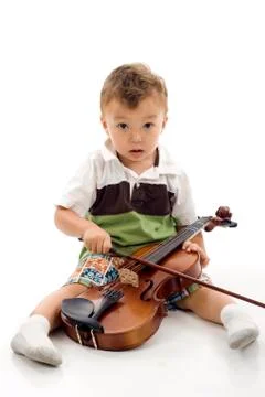 Boy with Violin Stock Photos