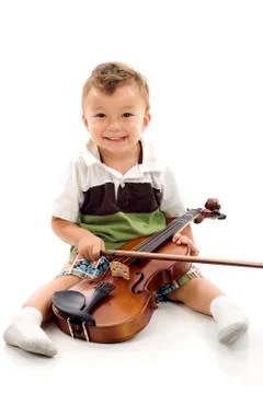 Boy with violin Stock Photos