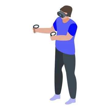 Boy virtual play icon, isometric style Stock Illustration