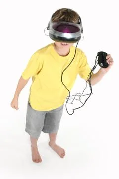 Boy with a virtual reality game Stock Photos