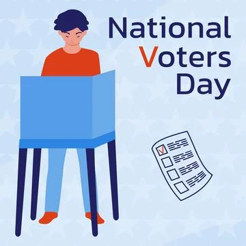 Boy in the voting booth make their choice. A call to vote. National Voter Day Stock Illustration