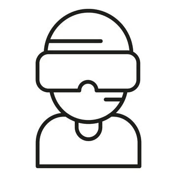 Boy vr headset game icon outline vector. Augmented reality 库存插图
