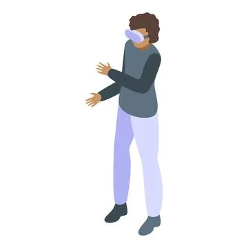 Boy vr play icon isometric vector. Computer game Illustrazione stock