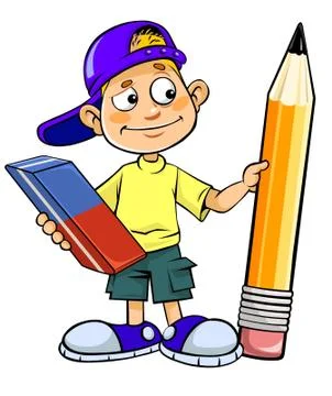 Boy w pencil Stock Illustration