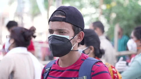 A boy waiting for his covid test. Video stock 170743902